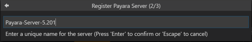 Register Payara Server - Name