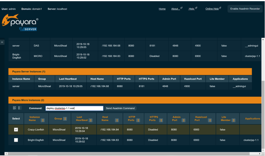 Send deploy command to Payara Micro Instance