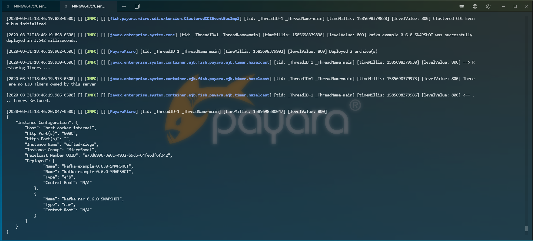 Payara Micro Kafka Deployment